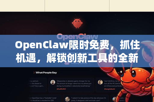 OpenClaw限时免费,抓住机遇,解锁创新工具的全新体验-第1张图片-OpenClaw 中文站-AI龙虾中文社区 OpenClaw限时免费,抓住机遇,解锁创新工具的全新体验-第1张图片-OpenClaw 中文站-AI龙虾中文社区