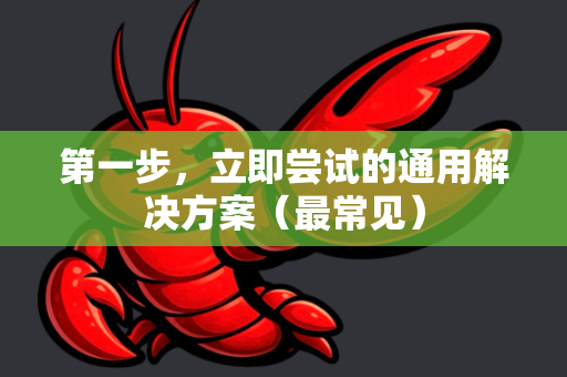 第一步，立即尝试的通用解决方案（最常见）