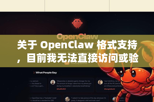 关于 OpenClaw 格式支持，目前我无法直接访问或验证其内部的特定配置格式。不过，我可以为您提供一般性的技术建议