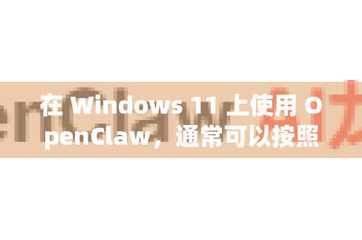 在 Windows 11 上使用 OpenClaw，通常可以按照以下步骤进行适配。OpenClaw 是一个自动化工具，常用于网页抓取或自动化操作，具体步骤可能因版本而异。以下是通用指南